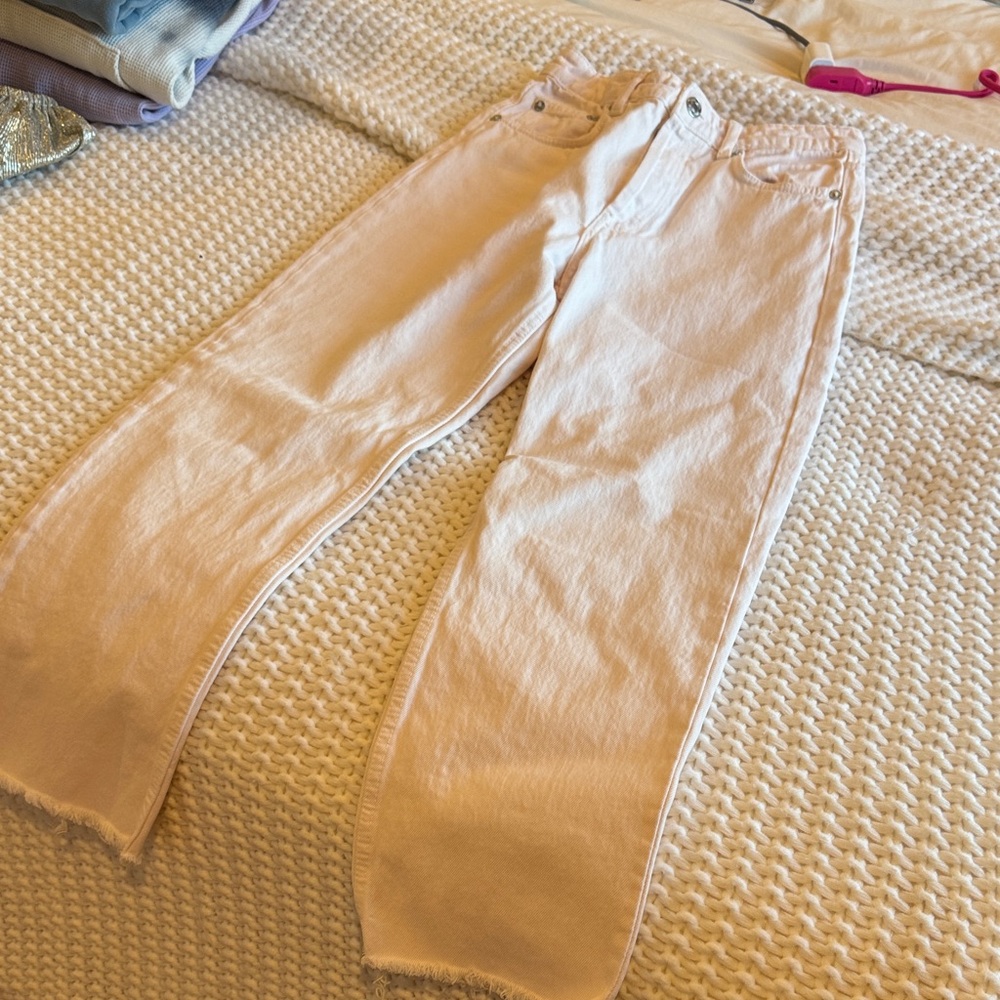 Pink Zara wide leg jeans